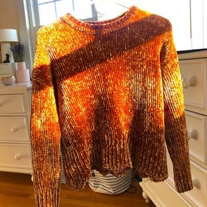CYNTHIA ROWLEY Scalloped Hem Chenille Sweater